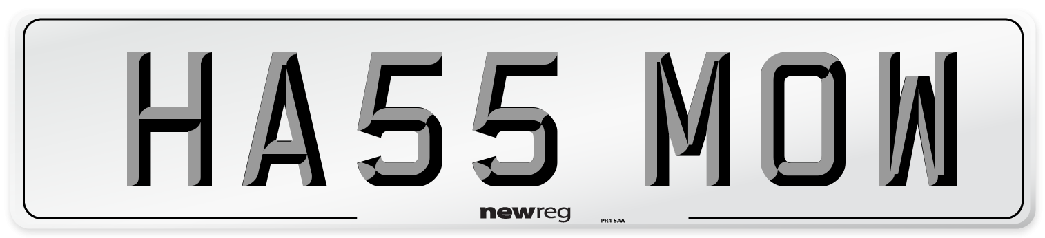 HA55 MOW Number Plate from New Reg